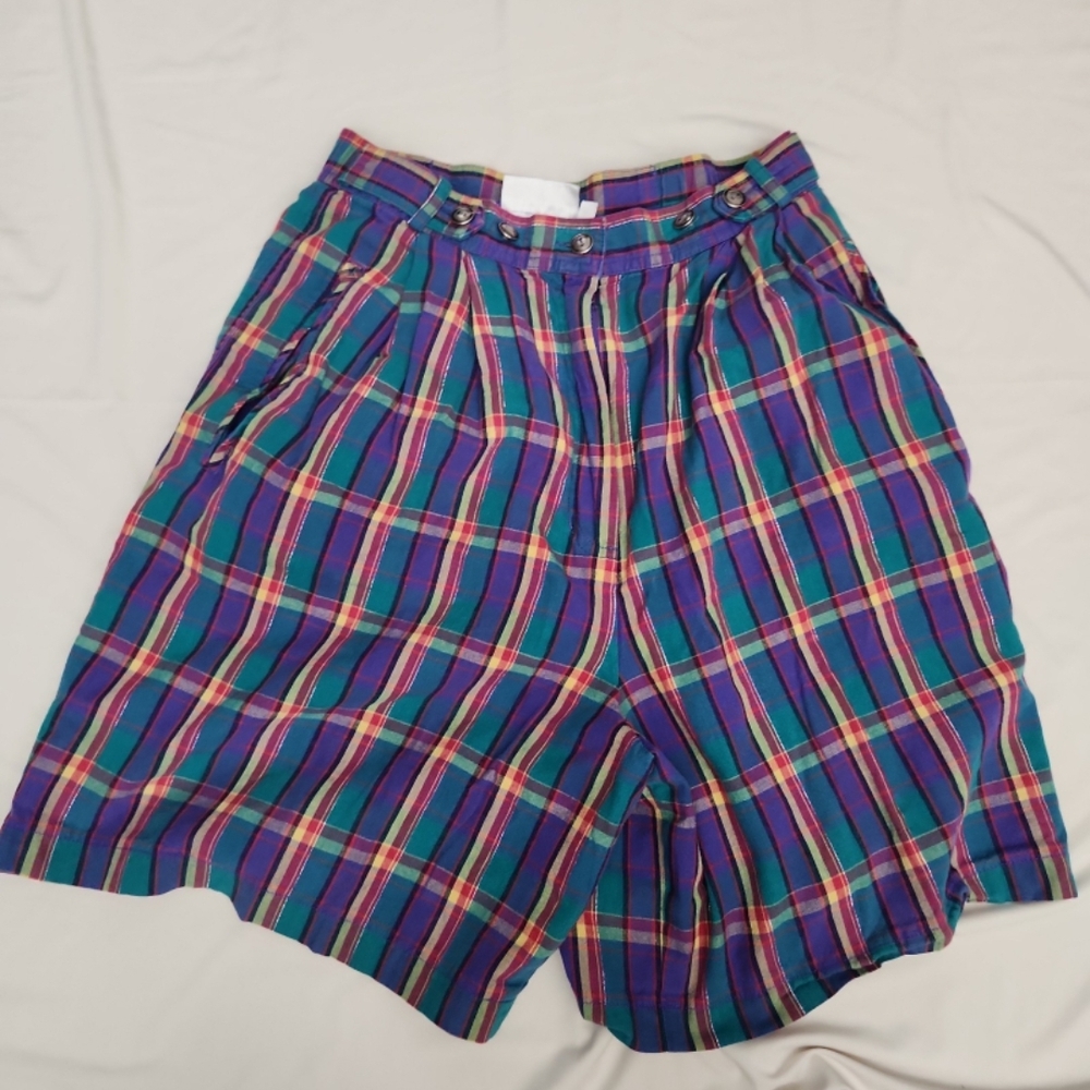 JHC Women's size 6 purple plaid vintage shorts #P001